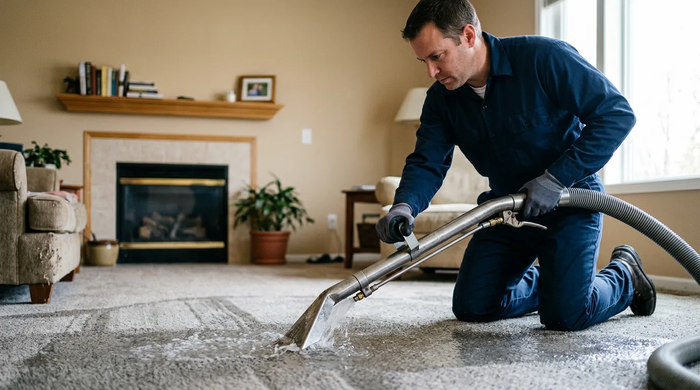 Water damage restoration technician working near Westfield, ME